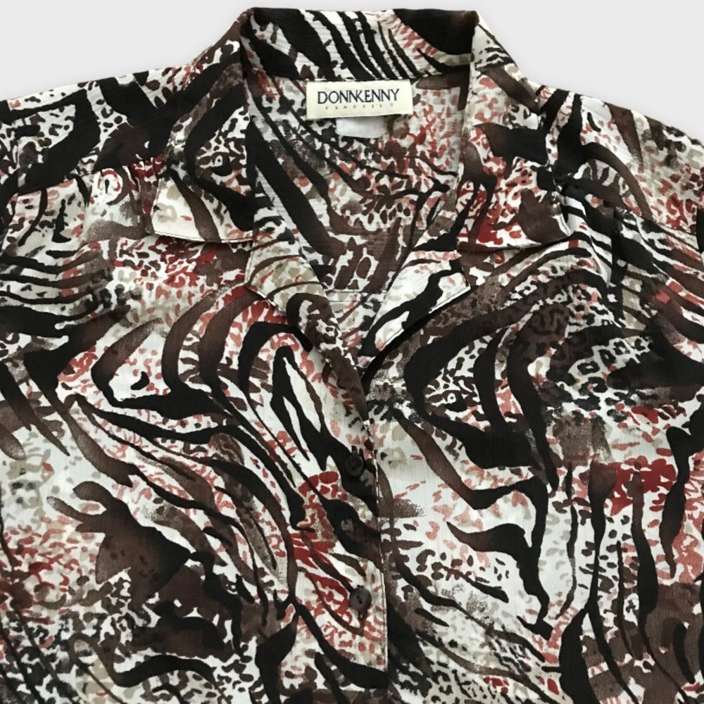Vintage Abstract Zebra Print Button Down Shirt - image 1